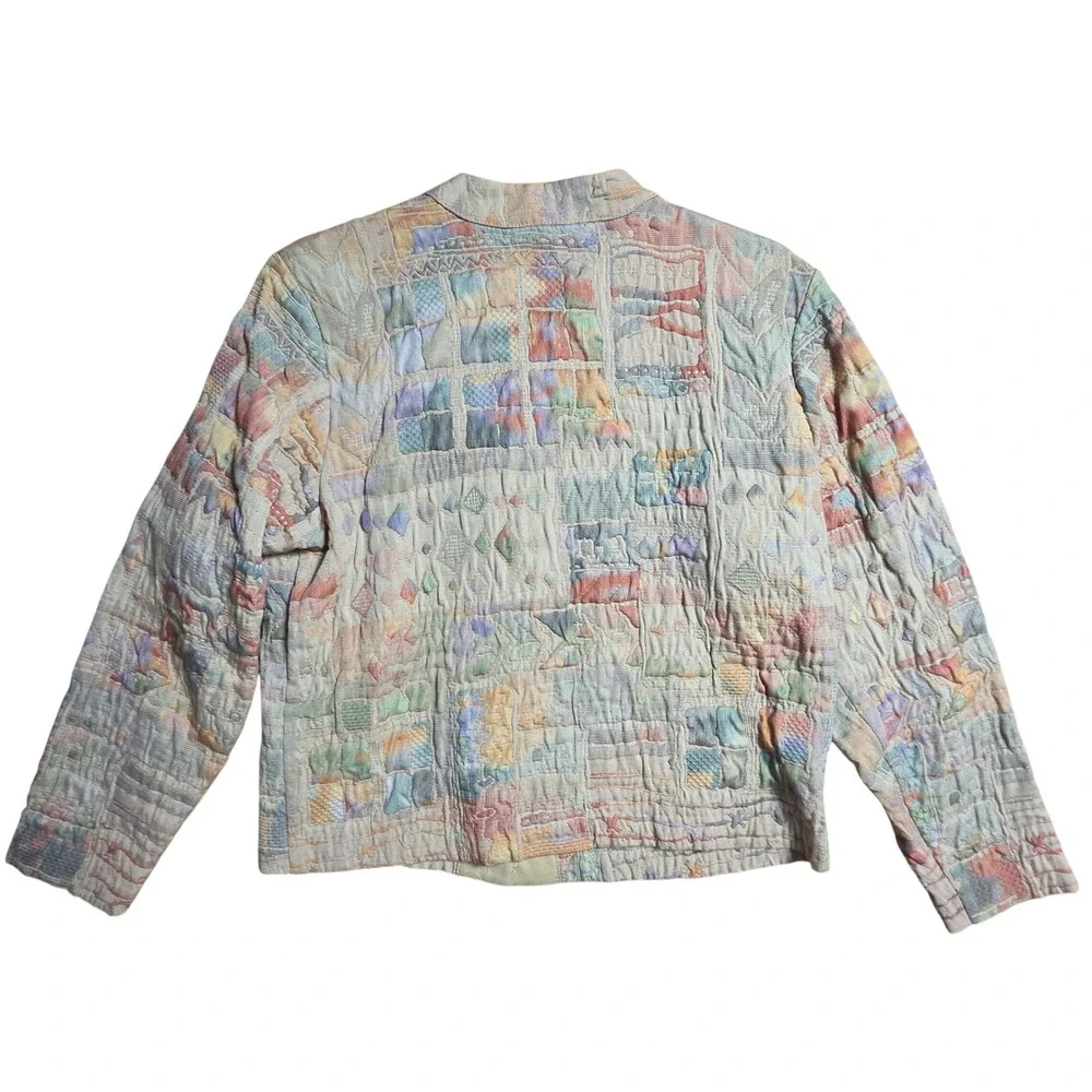 Vintage Orvis Patchwork Quilted Tapestry Jacket M USA Boho Hippie Cottagecore